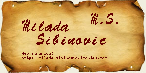Milada Sibinović vizit kartica